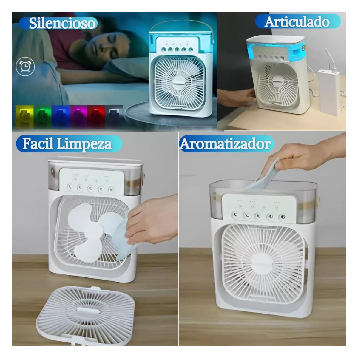 FreshAir™️ Ventilador Humidificador de  Aire, aromaterapia y luces LED